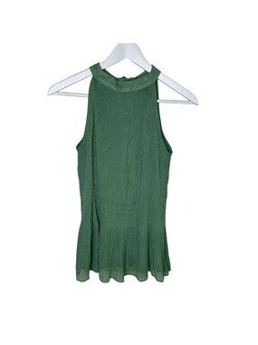 Sioni Seafoam Green Mini Pleated Peplum Halter Top, Going Out Top, Size Small